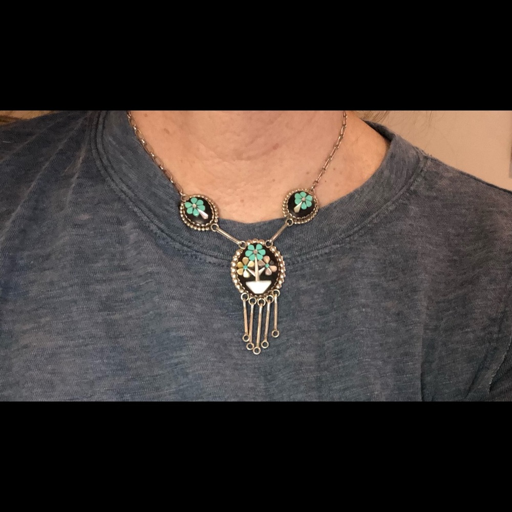 Stunning vintage Zuni sterling necklace - Picture 5 of 5